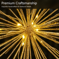 Pohon Natal LED Bertenaga Baterai dengan Hiasan Bunga 3D Glitter Emas dan Alas Spiral Logam yang Dapat Digunakan Kembali untuk Dekorasi Rumah Natal