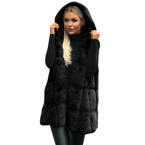<strong>Women</strong> Faux Fur Vest Hooded Sleeveless <strong>Coat</strong> Plush <strong>Long</strong> Gilet <strong>Winter</strong> Warm Fashion Outerwear OEM Wholesale Supplier - Product Image 5
