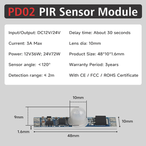 Vente en gros PIR Motion Sensor Switch Module 3A 36W 72W IR Infrared Induction Body Sensor Detector Controller Switch for LED Light - Product Image 2