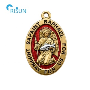Collier personnalisé avec pendentif religieux Saint Raphaël l'Archange, médaille, médaillon, médaille personnalisée de Saint Raphaël - Product Image 5