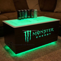 Table en verre LED Infinite, style contemporain, table basse ou table de bar pour boîte de nuit, table miroir LED Infinity Glow