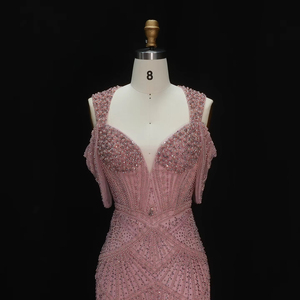 Jancember LSZ193 Elegantes <span class=keywords><strong>Vestidos</strong></span> <span class=keywords><strong>de</strong></span> Fiesta Formales <span class=keywords><strong>de</strong></span> Sirena con Perlas en Color Rosa Empolvado - Product Image 4