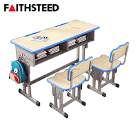 Prix d'usine – Ensemble bureau et chaise double gris réglable en hauteur pour l'étude des élèves en classe et la formation