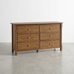 MYHOME <span class=keywords><strong>Commode</strong></span> Moderne Luxe Léger <span class=keywords><strong>Large</strong></span> en Bois Massif, Table de Coiffeuse Simple à 6 Tiroirs, Meubles de Chambre à Coucher - Product Image 2