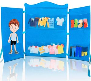 3 anni ragazze e ragazzi armadio in feltro vestire bambola bordo occupato baby <span class=keywords><strong>montessori</strong></span> giocattoli <span class=keywords><strong>giochi</strong></span> educativi fai da te set per bambini - Product Image 2