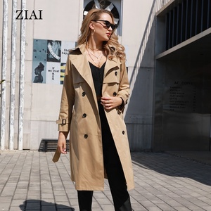 Venta caliente mujeres doble botonadura mejores chaquetas Cool Detective Casual gabardina clásica larga impermeable gabardina larga - Product Image 5