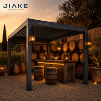 Pergola en aluminium Jiake 6063-T5 avec toit à lames motorisées pour cabane en bord de lac, patio arrière, jardin extérieur, gazebo, pavillon