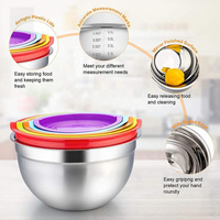 Bol à salade en acier inoxydable à fond antidérapant isolé thermiquement bols à mélanger pour soupe de riz avec couvercles hermétiques