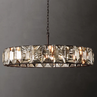 Lustre rond en cristal RHOEM Harlow, lustre pour escalier, lustre pour salon de villa, éclairage de luxe, décoration de la maison