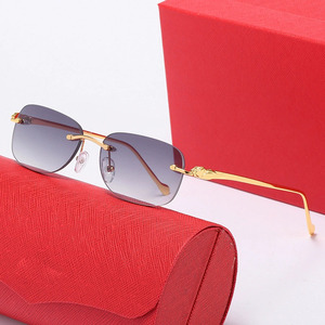 Gafas de Sol de Lujo con Marco Ovalado Dorado y Diseño de Cabeza de Leopardo, Venta al por Mayor de Fábrica, Elegantes, Modernas y Cómodas para Hombres y Mujeres, Marca de Lujo, <span class=keywords><strong>Lentes</strong></span> de Sol, Lunettes de Soleil de Marque - Product Image 3