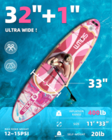 Planche de surf gonflable Waterplay Longboard 11'*33"*6" du fabricant [Nom du fabricant], en matériau Drop Stitch durable, avec ailerons de surf.