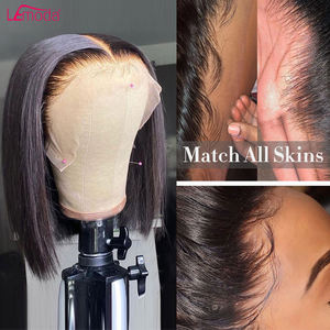 Venta al por mayor rizado corto Bob PELUCAS CABELLO humano encaje frontal pelucas crudo indio cabello humano HD encaje Frontal pelucas para mujeres negras - Product Image 2