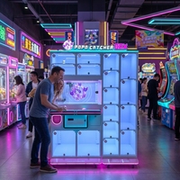 Machine à griffes à prix en métal, modèle espagnol, pour centre de divertissement familial, à monnayeur, avec armoire verrouillable pour la remise de cadeaux, LED, style arcade
