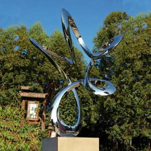 Grand miroir personnalisé polissage croissant de lune cercle en forme de <span class=keywords><strong>rond</strong></span>-<span class=keywords><strong>point</strong></span> métal Art anneau en acier inoxydable Sculpture - Product Image 6