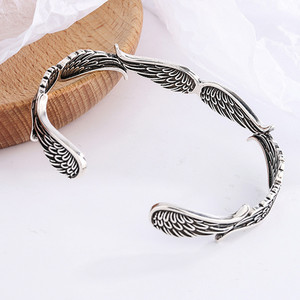 2023 New Trend Vintage Copper <strong>Silver</strong> Plated <strong>Bangle</strong> Jewelry Accessories Hot Selling Bronze Angel Wings Open <strong>Bracelet</strong>&amp;<strong>Bangle</strong> - Product Image 4