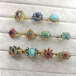 <b>Adjustable</b> <b>Ring</b> 18k Gold Jewelry Plated Bridal Vintage Zircon Stone Wedding Finger Retro <b>Rings</b> for Women - Product Image 3