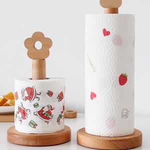 Solid Wood Tissue Holder Circular Standing No Drilling Required Paper Roll <b>Stand</b> For Kitchen Bathroom Decorative Design - Product Image 2