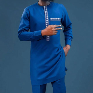 Traje elegante para hombre, traje <span class=keywords><strong>de</strong></span> 2 piezas bordado tradicional, estilo étnico musulmán, boda festiva, traje completo <span class=keywords><strong>de</strong></span> lujo para hombre, ropa - Product Image 1