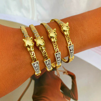 Bracelets en plaqué or pour femmes Bracelets fins en argent FFBBG-17 Cz Bracelets léopard