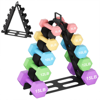 Support pliable pour haltères triangulaires - Support de rangement multi-niveaux pour haltères, en métal robuste, pour salle de sport à domicile, noir/rose