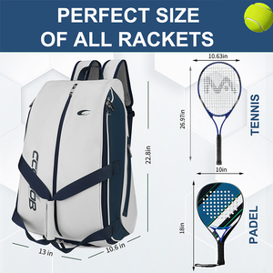 Zaino Sportivo Portaracchette da Padel e <span class=keywords><strong>Tennis</strong></span> Personalizzato in Pelle PU Impermeabile con Scomparto per Scarpe - Product Image 2