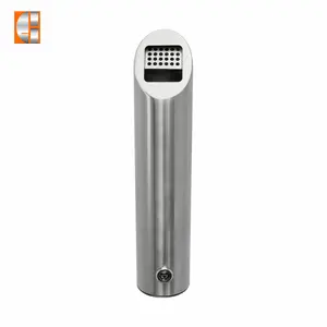Round Stainless Steel Cigarette Bin Public Cigarette Butt Receptacle Wall Mounted Ashtray