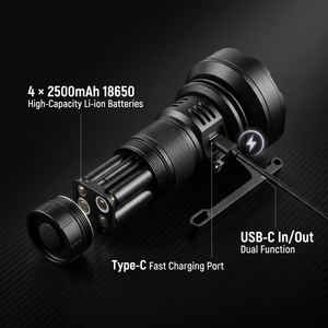Potente Torcia LED 10000 Lumen, Portata 1000M, Torcia Tattica con Nucleo Laser Bianco 30W, 18 Ore di Autonomia, Lanterna Ricaricabile - Product Image 4