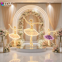 LEDA Motif Danseuse de Ballet Dorée Lumineuse, Lumières de Fond Féeriques, Support de Lumière LED pour Allée, Décoration pour Mariages et Événements