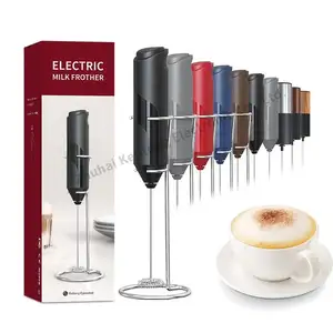 Wholesale Original Stainless Steel Logo Usb Coffee Mixer Steam Milk Frother Battery Automatic Handheld Foam Maker For Lattes
