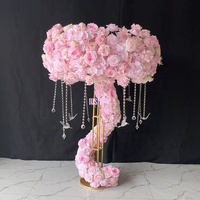 MSFAME Grand centre de table rose pour décoration, arrangements floraux en soie pour mariages