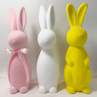 Lapin de Pâques floqué personnalisé pour vitrine, décoration intérieure, cadeaux festifs en gros et ornements de fête