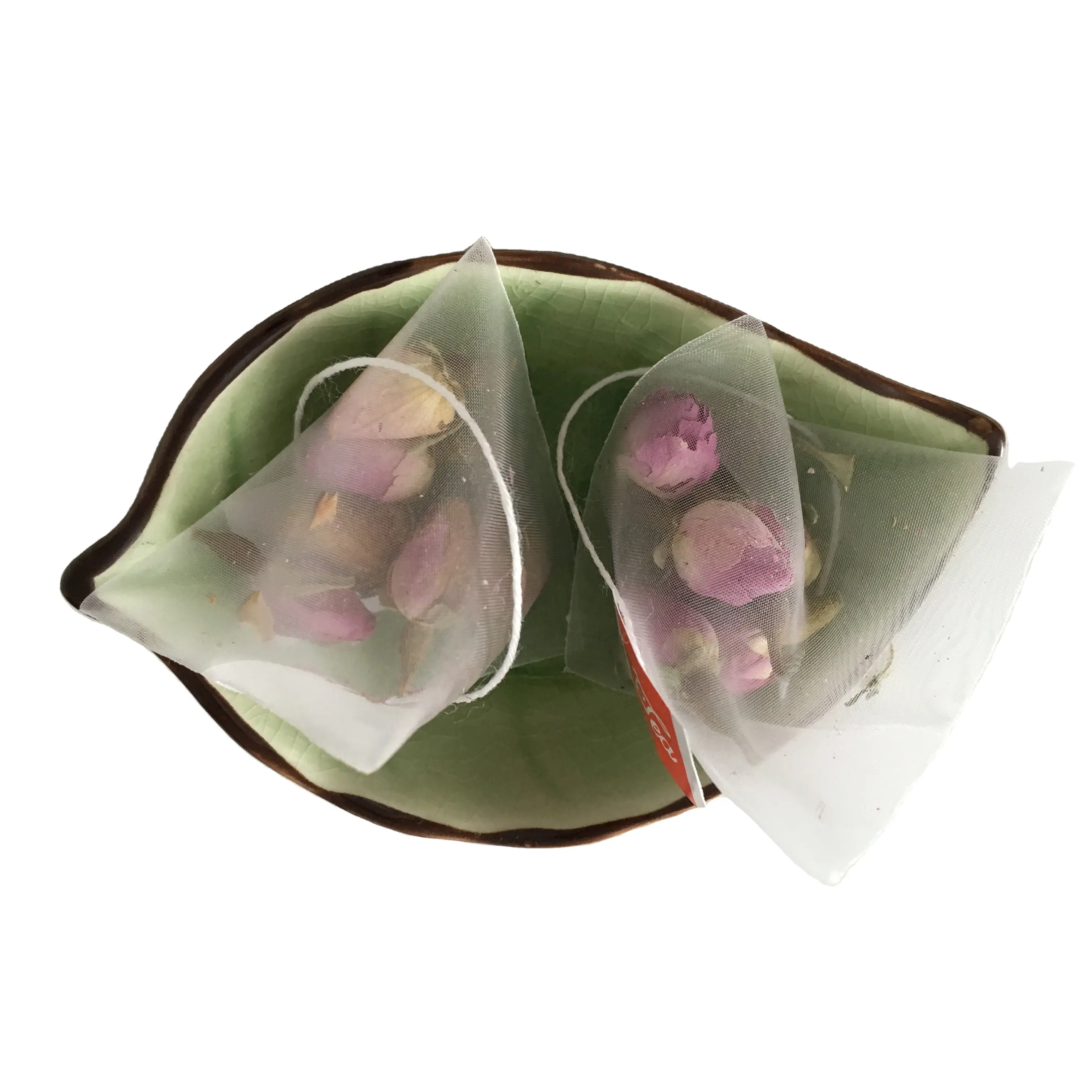T123 özel kaliteli çay filtre torbası kurutulmuş pembe fransa gül çayı torba özel etiket ile