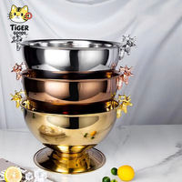 Seau à glace en acier inoxydable doré laqué TGYW personnalisé de 13,5 L en forme de tête de cerf, idéal pour les fêtes et la présentation de glaces