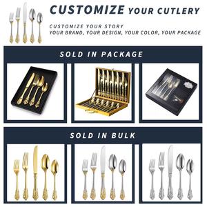 Set peralatan makan Vintage, Set pisau sendok mewah baja tahan karat garpu pisau dan sendok garpu Steak - Product Image 4