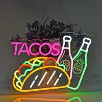 Panneau publicitaire lumineux LED néon coloré en acrylique pour restaurant, bar, camion de restauration rapide, signalisation d'entrée, lumière d'ambiance