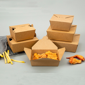 Caja de comida para llevar de papel kraft impermeable y resistente al aceite, desechable, para pollo frito, caja de almuerzo para llevar, cajas de papel para comida rápida - Product Image 1