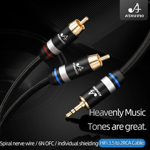 Para ATAUDIO Hi-end 3,5mm Stereo <span class=keywords><strong>RCA</strong></span> Male Gold-Plated Pure Copper para 3,5 2Rca Audio <span class=keywords><strong>Video</strong></span> Cable para Laptop Power Microphone - Product Image 2