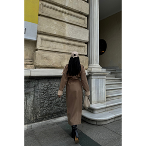 Abrigo de Visón para Mujer, Estilo Vintage Otoño Invierno, Cuello Alto, Puños Beige Teñidos, Transpirable, Tallas XS a XL - Product Image 1