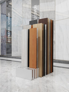 Freistehender Beweglicher Holzfliesen- und Holzmaserung-Ziegelmuster-Präsentationsständer mit 4 Regalen - Product Image 4