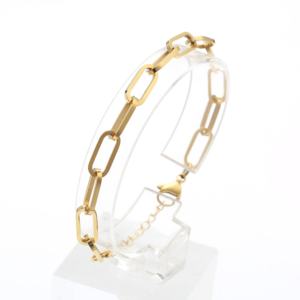 Chaîne à maillons plaqué or pour femmes, Bracelet rectangulaire, Simple et épais, Simple et droit, avec attaches en papier, nouvelle collection 2021 - Product Image 3