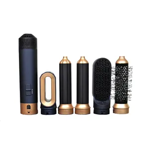 Prussian blue 5 in 1 Professional Hair air Multi Styler Blow Set Hair Dryer Brush Straightener Comb Hair Curler for Home Salon