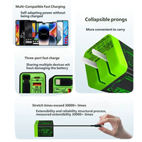 Adaptateur de chargeur multi-ports GaN 20W avec câble rétractable, charge rapide PD QC, prise US EU UK pour iPhone Android Samsung