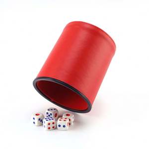 Gobelet à dés professionnel doublé de feutre en cuir PU, silencieux, avec 6 dés à points pour les soirées en bar et les jeux de société - Product Image 1