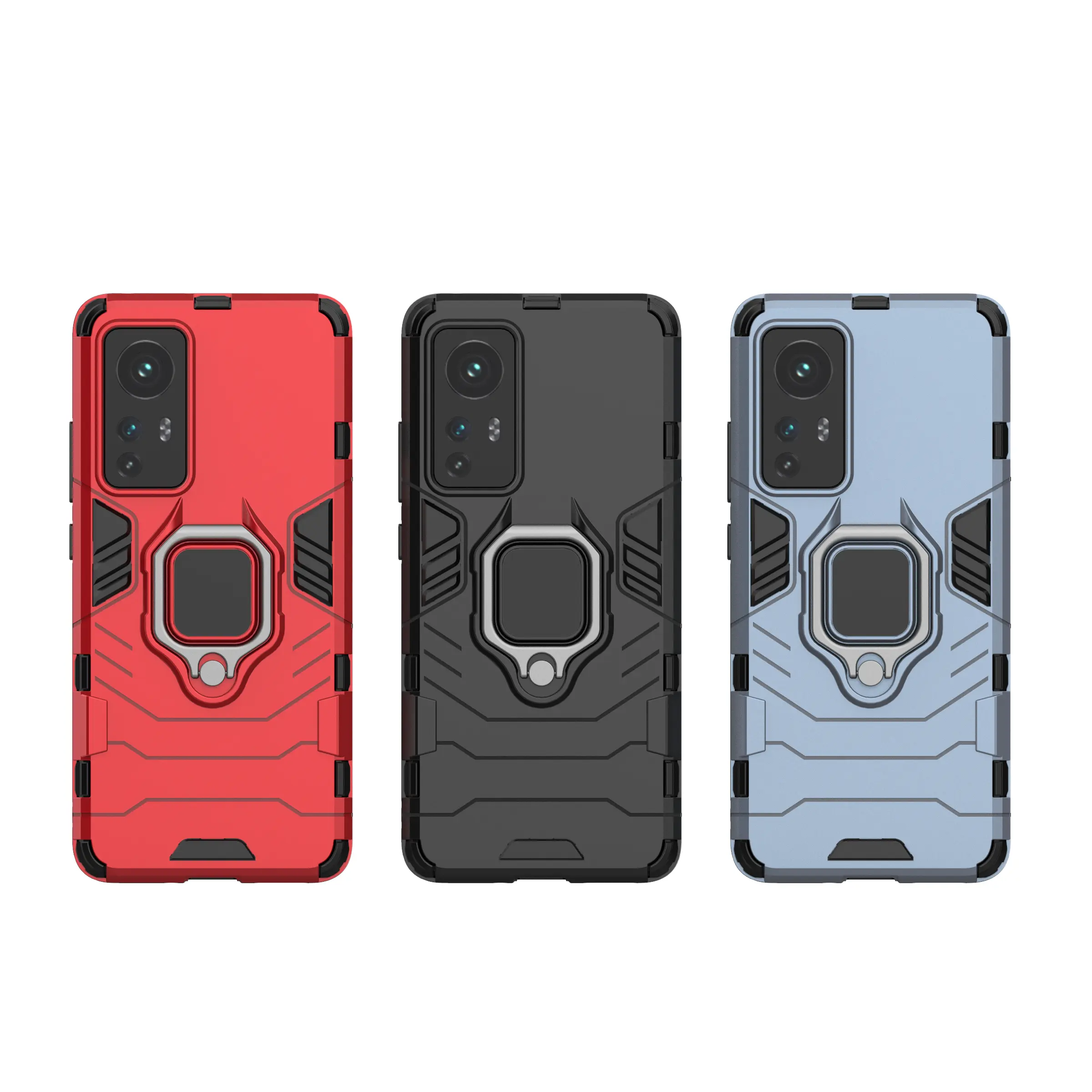 2 in 1 Protective Hard PC TPU Mobile Cover Robot iRing Case Selfie Ring Phone Case For Xiaomi Mi 12 Case MI 12 Pro 12 Ultra 5G