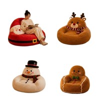 Canapé gonflable rond moderne à thème de Noël pour adultes et enfants, avec chambre à air en PVC et housse en peluche