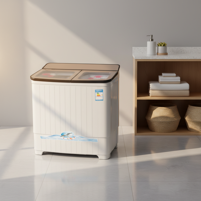Compact Twin Tub Semi-Automatic Washing Machine for Small Home Laundry