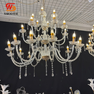 Lustre de plafond en métal doré avec rideau de perles de cristal suspendues pour décoration de table de mariage SMOOTH - Product Image 3