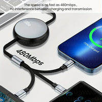 Tipe C mikro USB IP 100W 3in1 kabel pengisian daya USB C untuk pengisi daya ponsel yang dapat ditarik untuk Samsung S23 S22 S21, IPhone 14 13 12