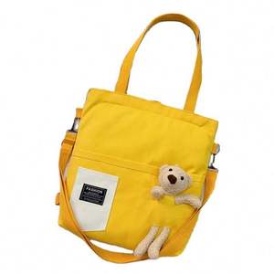 Sac à main en toile pour femme Little Bear, nouvelle vague 2020, mignon, pour étudiantes, sac à bandoulière pour le shopping - Product Image 1