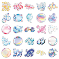 50 autocollants transparents doux et mignons de haute qualité pour thermos, casque, autocollants transparents